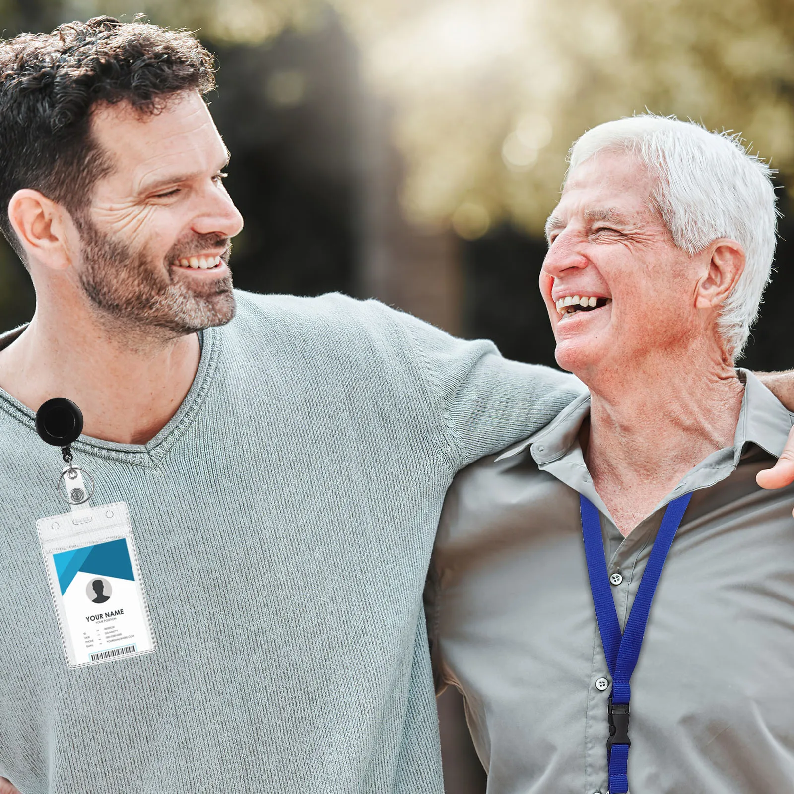 

2 set Badge Id Holder Sleeve Transparent For Worker Student Employee Card Protector Lanyard Buckle Vertical Credit Card Sleeve