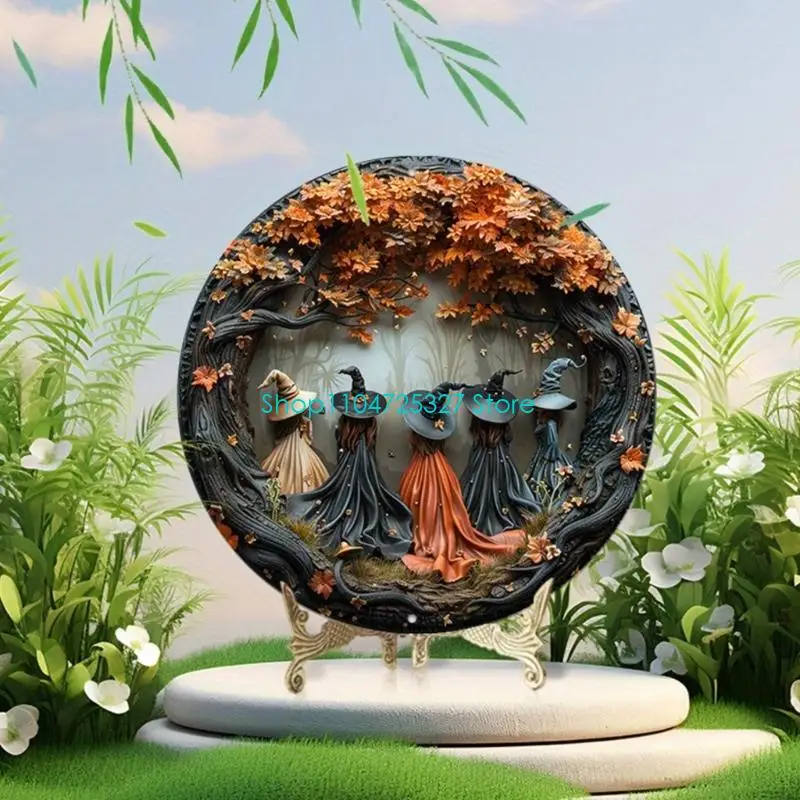 D8KF Wooden Halloween Sign Handmade Porch Decoration Easy Install Outdoor Home Plaque