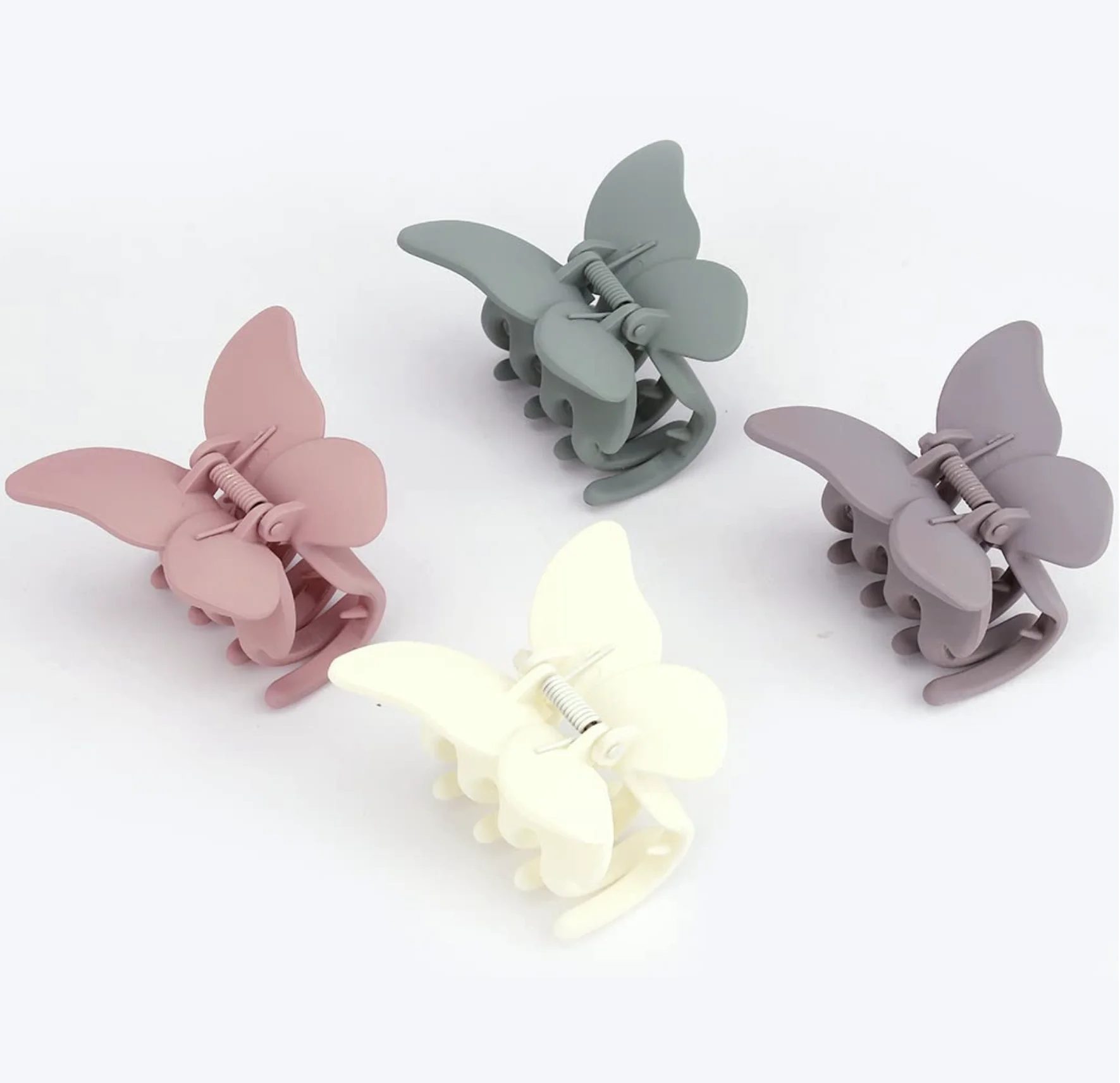 4PCS Butterfly Hair Clip Four Seasons Ladies Outdoor Indoor Candy Color Frosted Ponytail Clip Shattered Hair Gentle Commuter