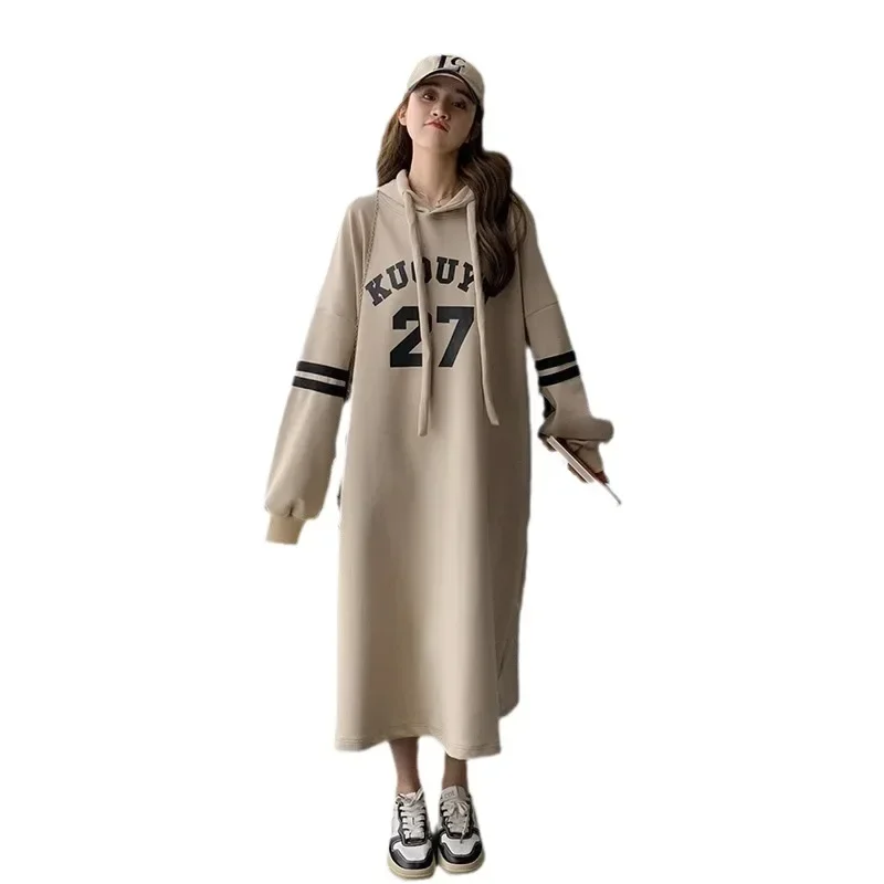 Plus Size Long Loose Hoodie Dress Cover up Slimming for Fat Girls Autumn New Style Comfortable Lazy Style One Piece Dress