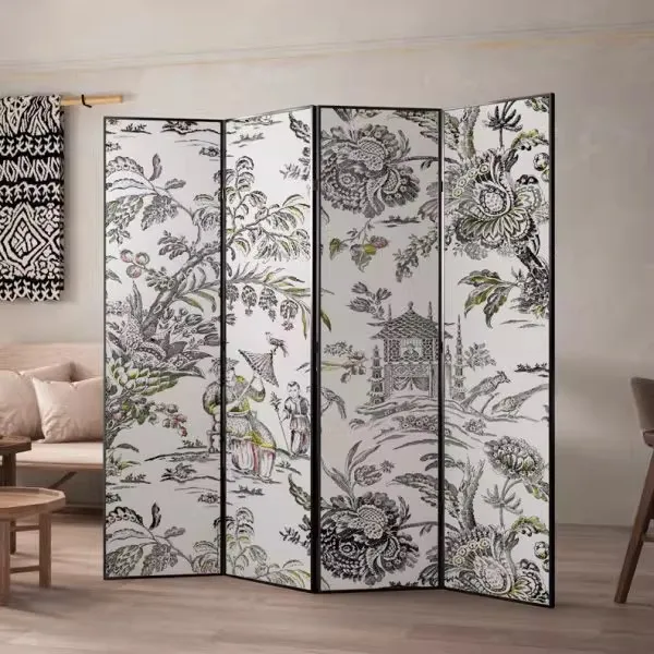 Handmade Four Seasons Pattern Folding Wooden House In China, Customized Partition For Bedroom In Office