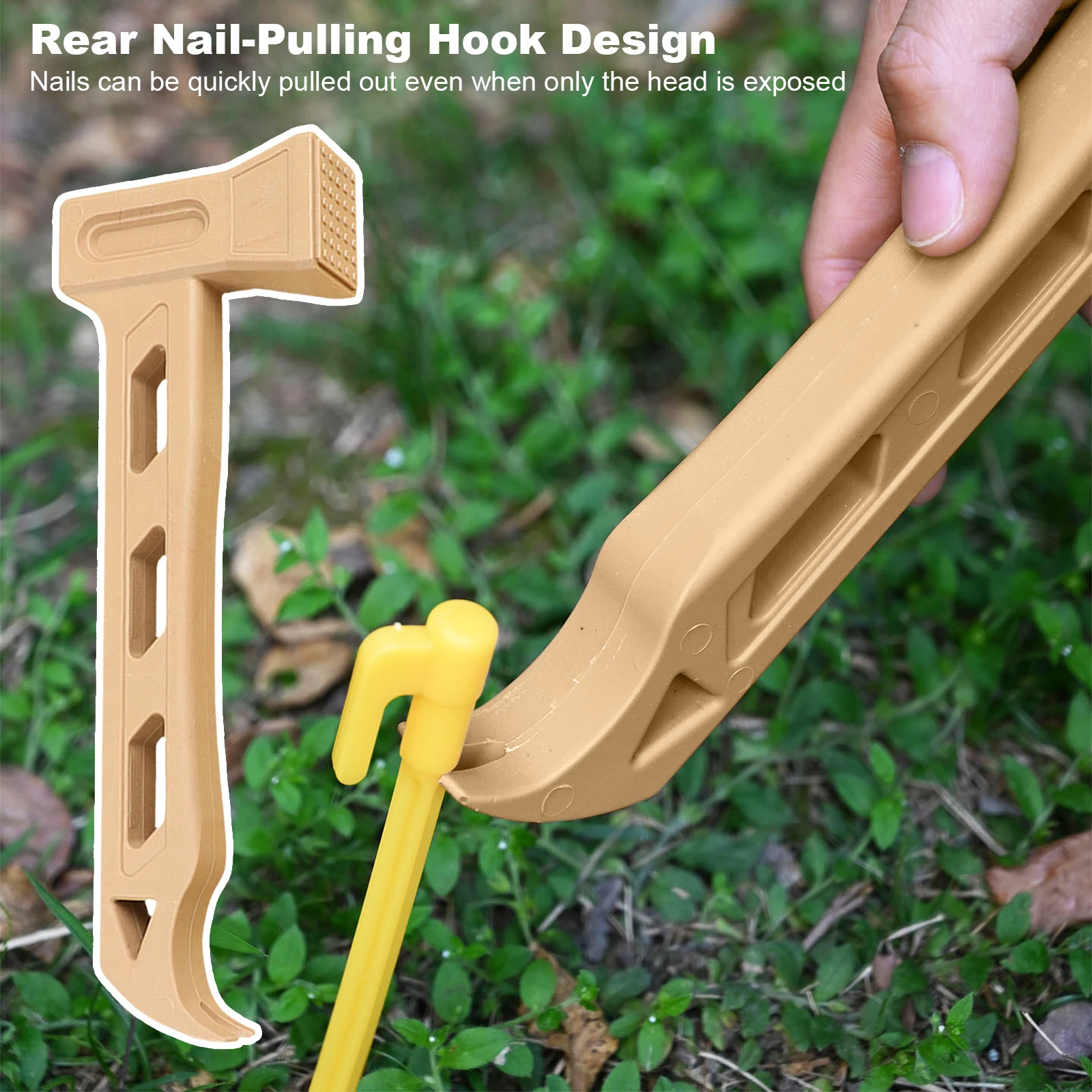 Outdoor Camping Hammer PE Solid Color Pulling Nail Hammer For Camping Portable Ceiling Tent Ground Nail Hammer Tools view 4