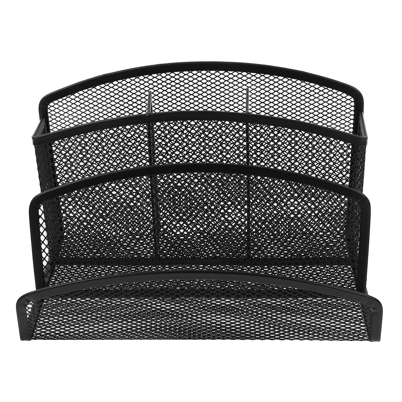 

Metal Mesh Desktop File Sorter With Multi-Grid Compartments Vertical Desk File Holder For Letters Papers Bills Envelopes