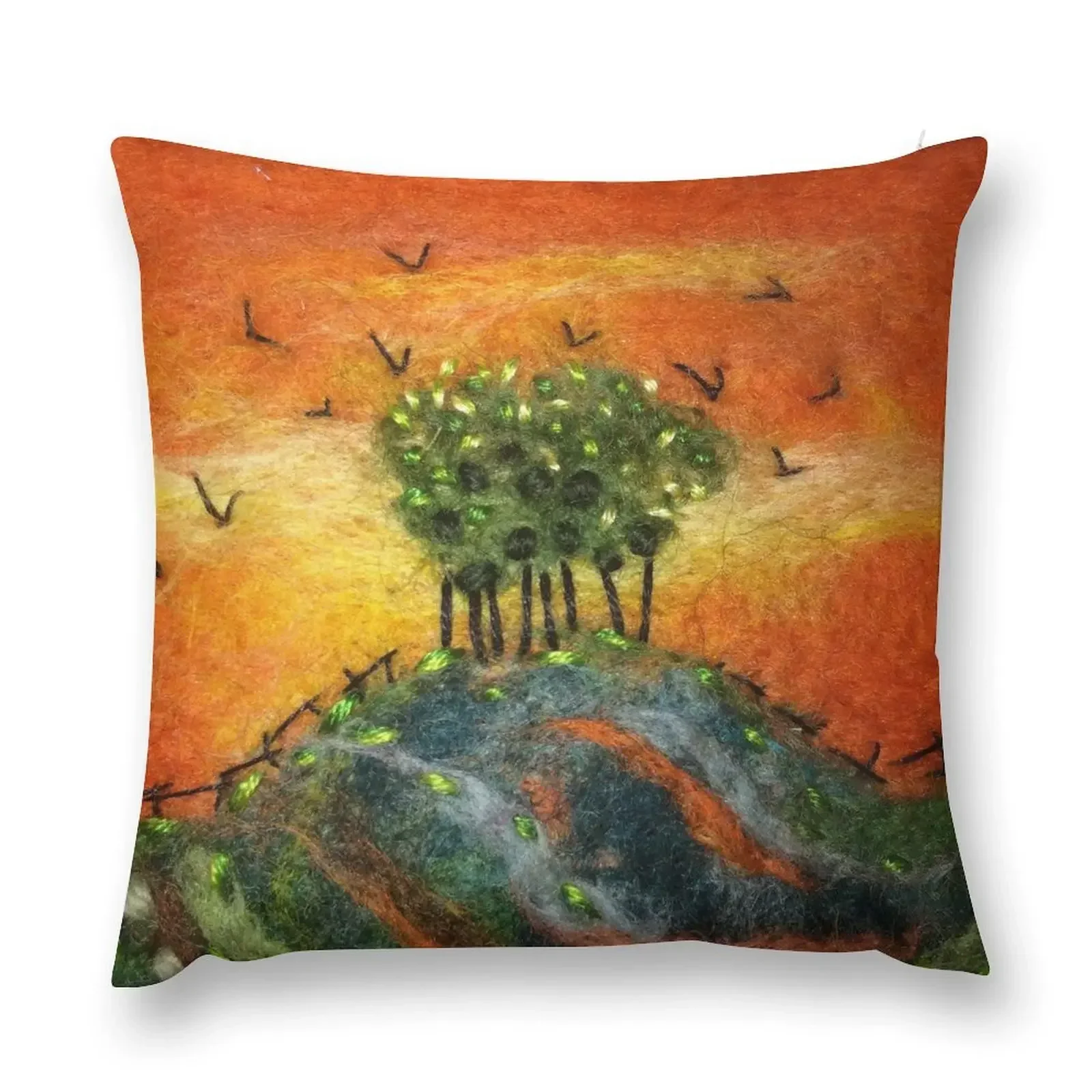 

Orange Trees Felted Textile Art Throw Pillow Decorative pillow case Pillow Cases Decorative Luxury Cover