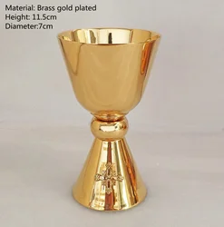 Catholic Religious Brass Ciborium with Cross Cover, Gold Gilded Priest Chalice with Paten, Pastor Gift, Church Supplies