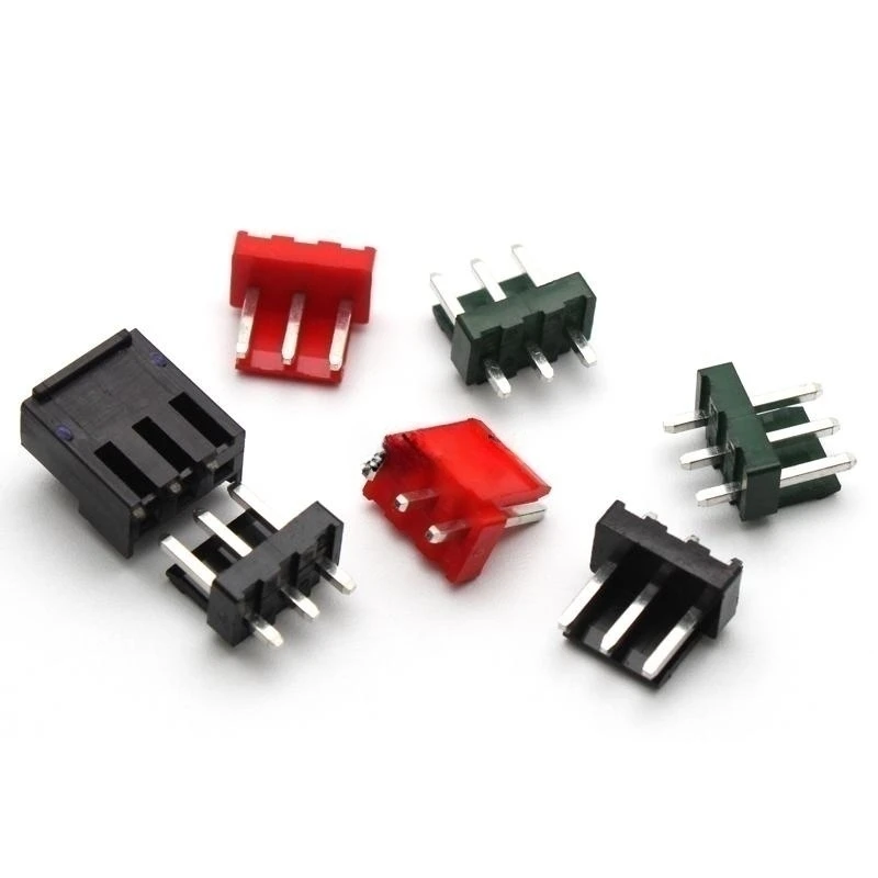 10PCS VH3.96 color rubber shell straight pin plug 2p3p4p with lock buckle connector red, yellow, blue, green, black connector