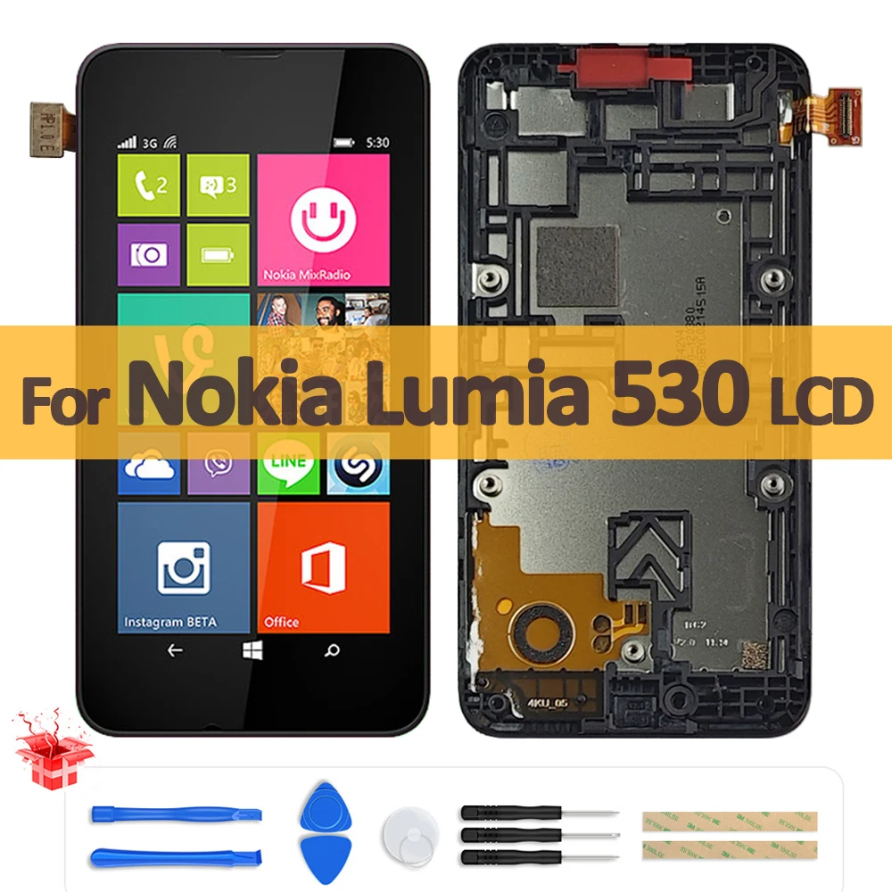 4.0 "original para nokia lumia 530 lcd RM-1017 display lcd tela de toque digitador assembléia substituição com quadro para nokia 530