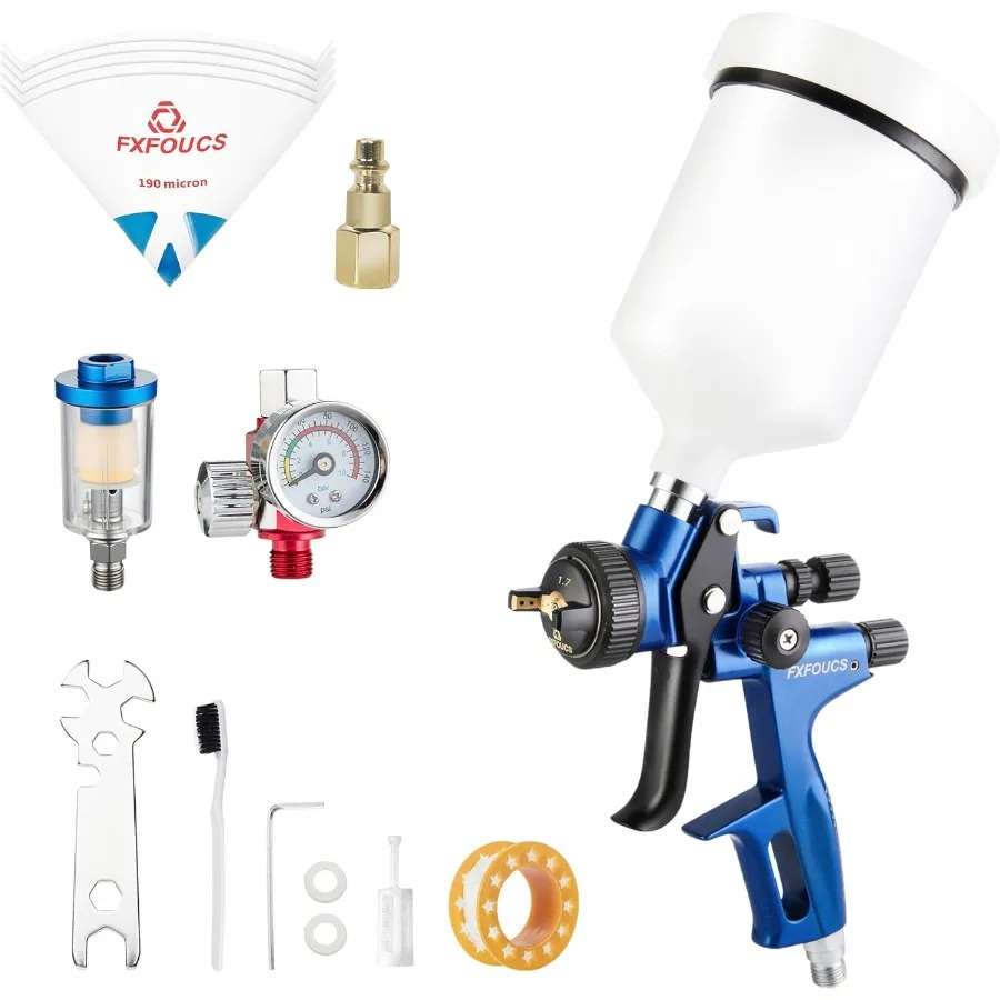 

HVLP Spray Gun with 1.7mm Nozzle Car Paint Gun Premium Tool Kit Perfect for a Wide Range of Applications Including Car Automoti