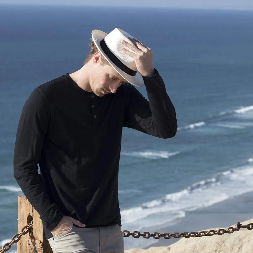 Classic Lightweight Panama Straw Hat, Authentic Retro Style for Summer Outdoors