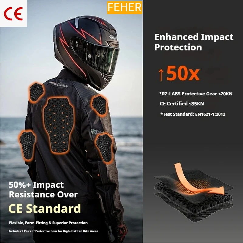 

FEHER Summer Unisex Motorcycle Jacket, Mesh Breathable Coat with Protective Gear, Practical Commuter Apparel for Daily Motorbike