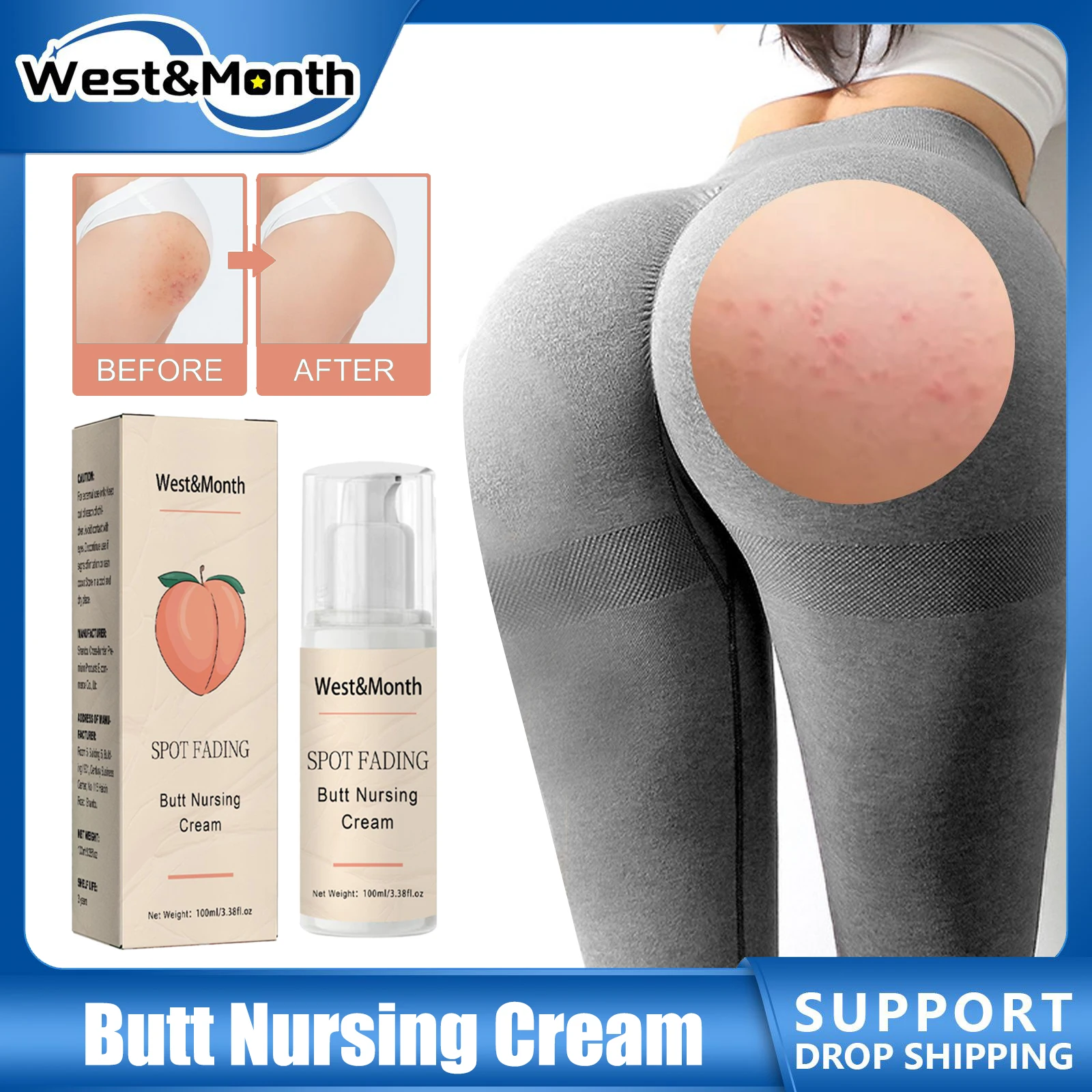 Butt Acne Treatment Cream Remove Hip Acne Pimples Smooth Skin Anti Itching Prevent Pores Clogging Whitening Buttock Care Cream