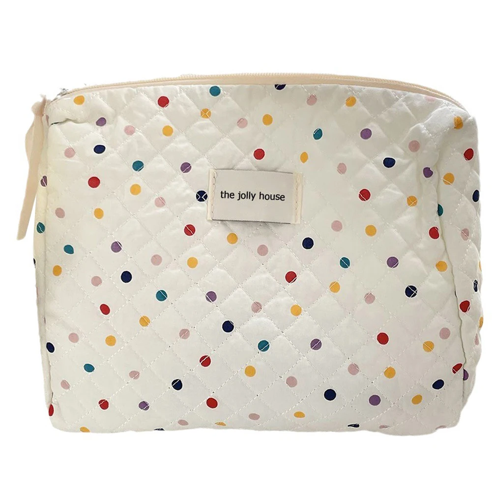 Colorful Polka Dots Travel Makeup Pouch Large Capacity Cosmetic Zipper Pouch Makeup Organizer Storage Bag for Women