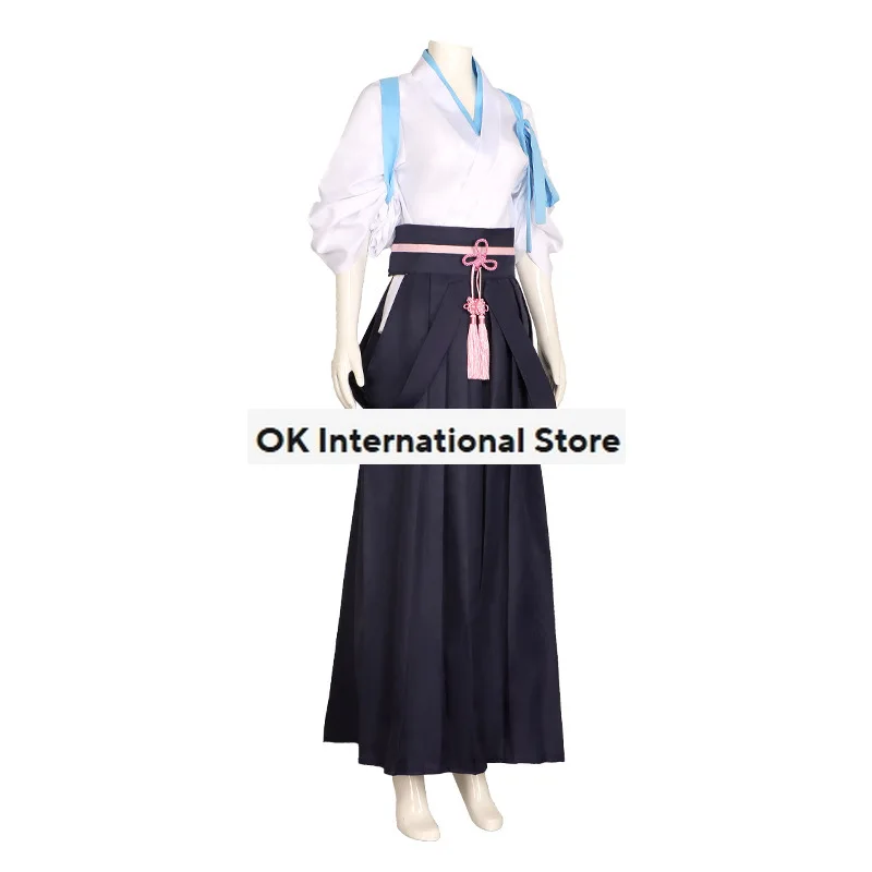 Genshin Kostum Dampak Kamisato Yaka Cosplay Kimono Kostum uniformi Top gonna e Kimono Kendo Suit Halloween Party Costume