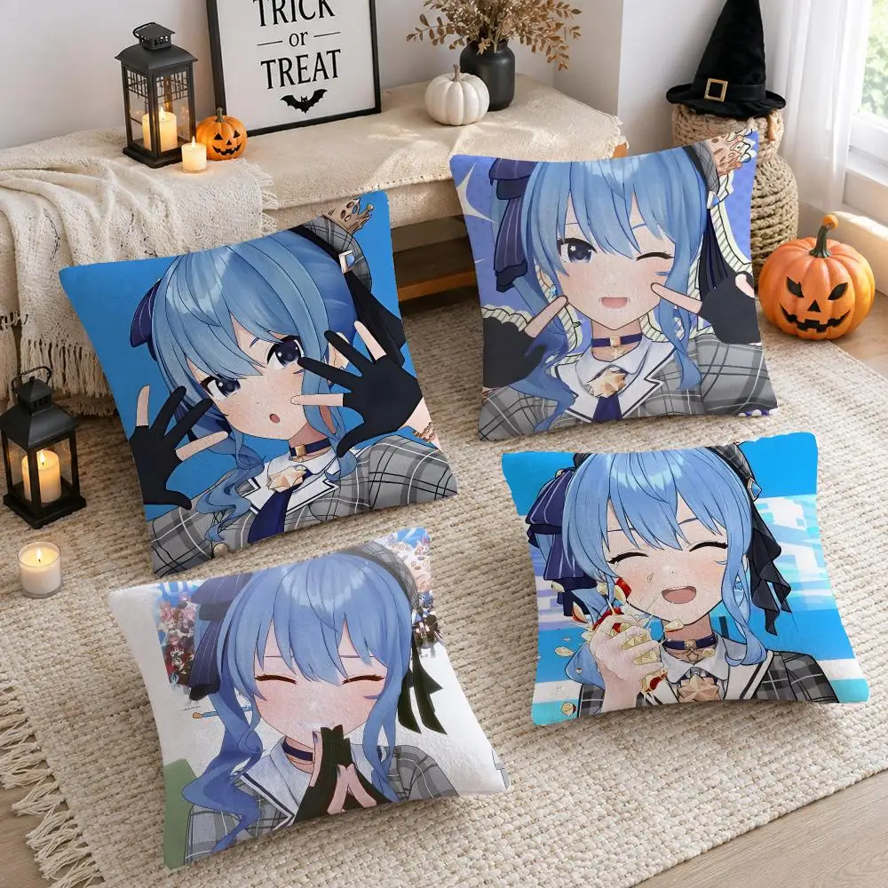 Hoshimachi Suisei H-hololive Cushion Cover Plush Decorative Pillow Case With Hidden Zipper Cutecore Room Decor For Home