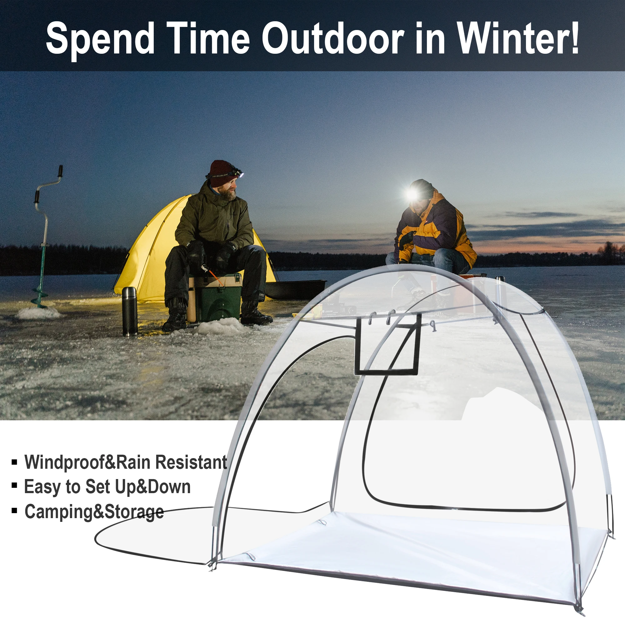Outdoor Sport Tent for 1-3 Person with Sealed Floor Big Ventilation Ports Clear View All Weather Camping Shelter
