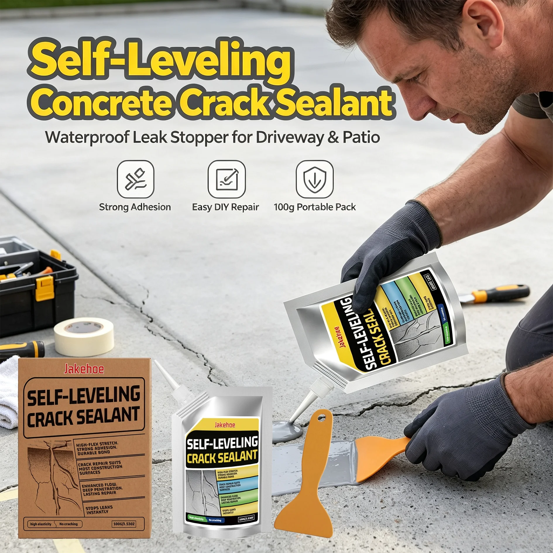 Self‑Leveling Concrete Crack Sealant Waterproof Leak Stopper Strong Adhesion Floor Wall Crack Filler Grade Joint Repair Sealant