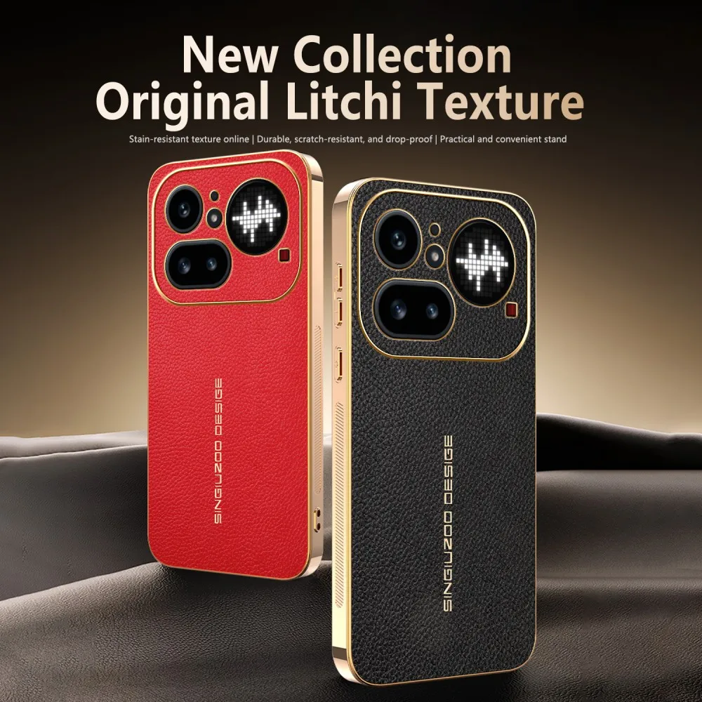 

For Nothing Phone 4A 3A Pro Lichee Pattern Fashion Phone Case PC Hard Shell Protective Plating Frame Shockproof Back Cover