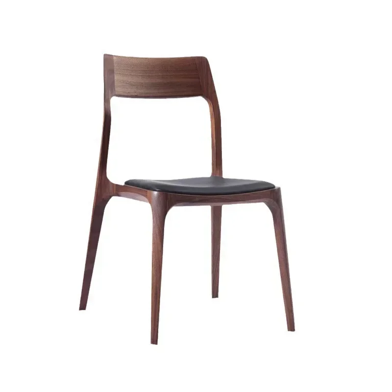 Nordic simple all-solid wood dining chair, black walnut Japanese minimalist dining table and chairs