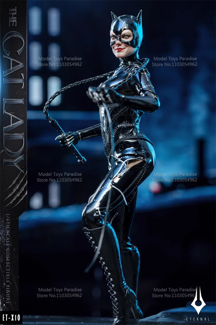 ET-X10 1/6 Collectible Toys Catwoman Black Leather Bodysuit Batman Selina Kyle Full Set 12'' Soldier Action Figure Model Gifts