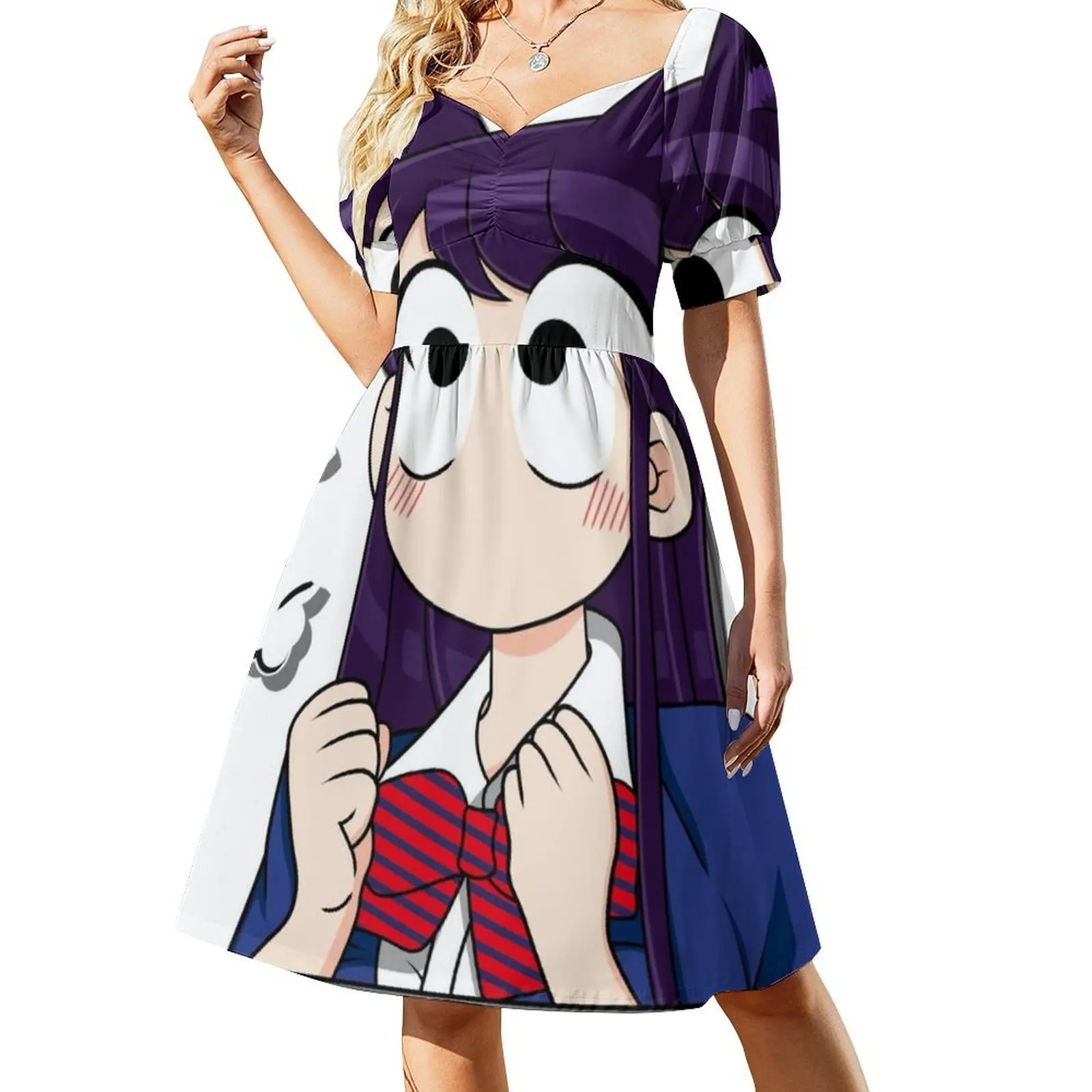 كومي لا يمكن التواصل فستان سموك الأزهار للنساء الربيع الصيف فستان كاجوال للحزب كومي كان التواصل أنيمي كومي #2