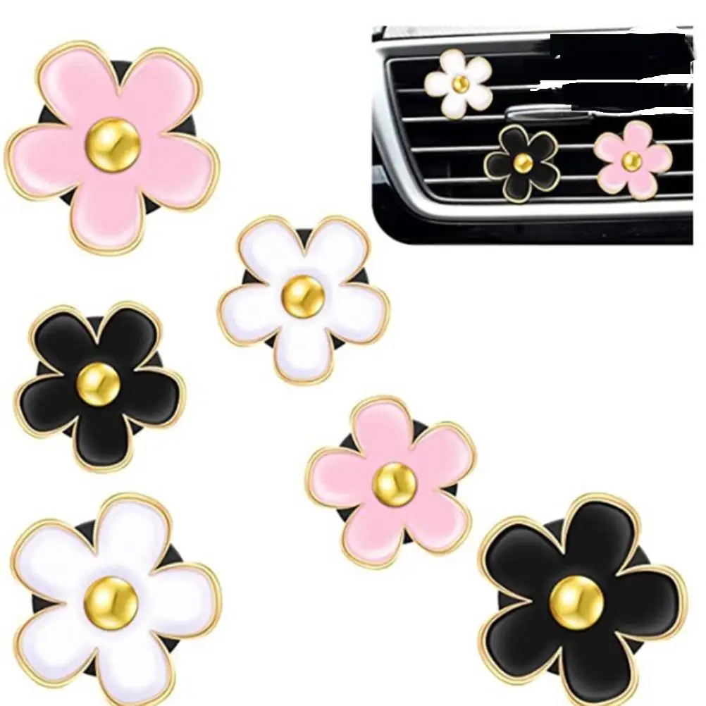 6 stuks bloemen auto ventilatieklemmen, schattige bloemen aromatherapie autoluchtverfrisser, auto ventilatie decoratie