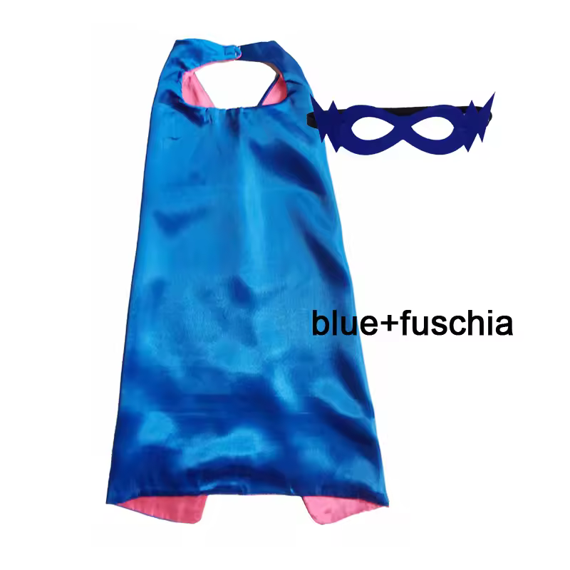 Superhero Capes with Mask REVERSIBLE Two Colored Child Cape Birthday Party Favor Satin Solid Capes Boys Girls Satin Capes - Image 12