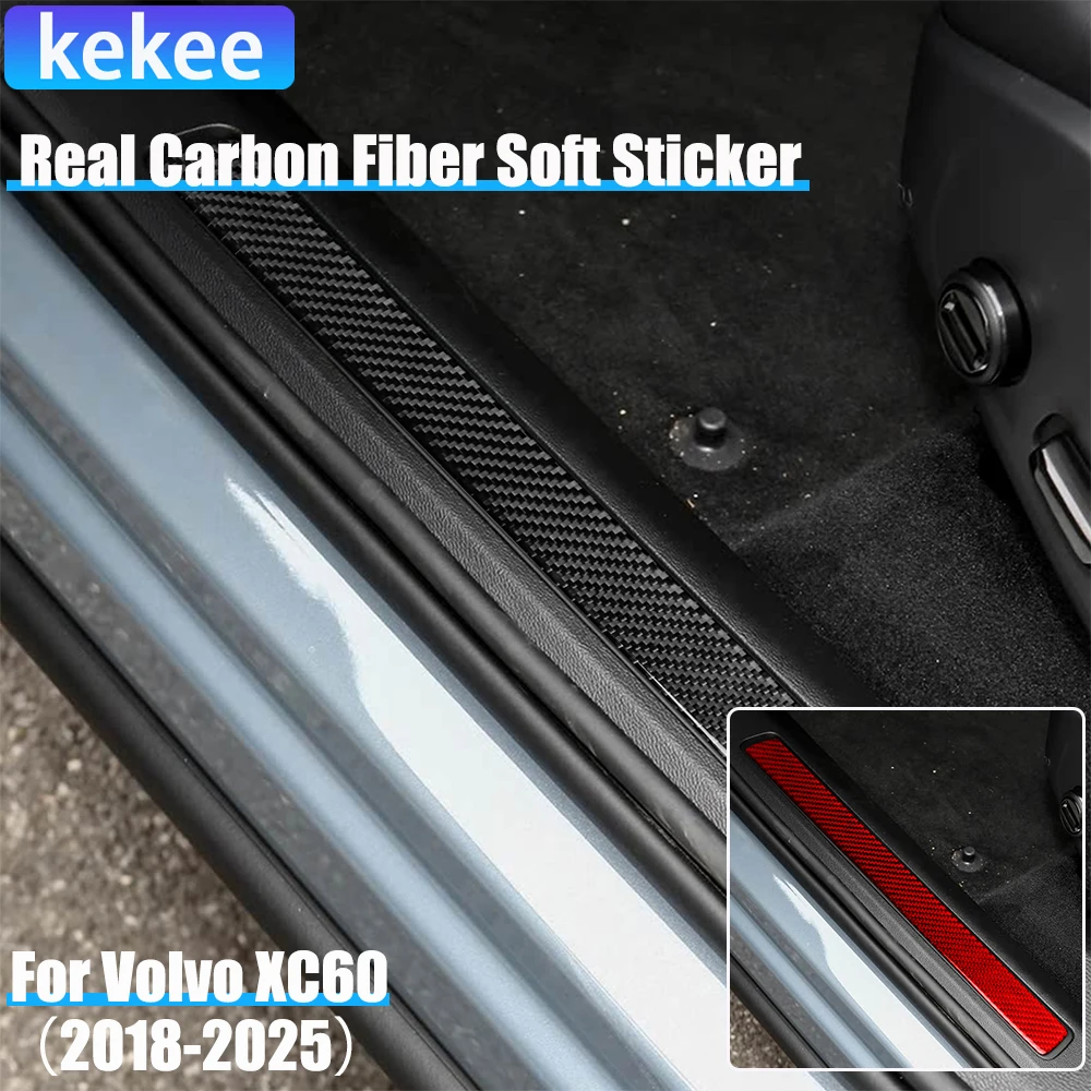 

Автомобильные аксессуары из настоящего углеродного волокна, пороги, мягкая наклейка для Volvo XC60 2018 2019 2020 2021 2022 2023 2024 2025