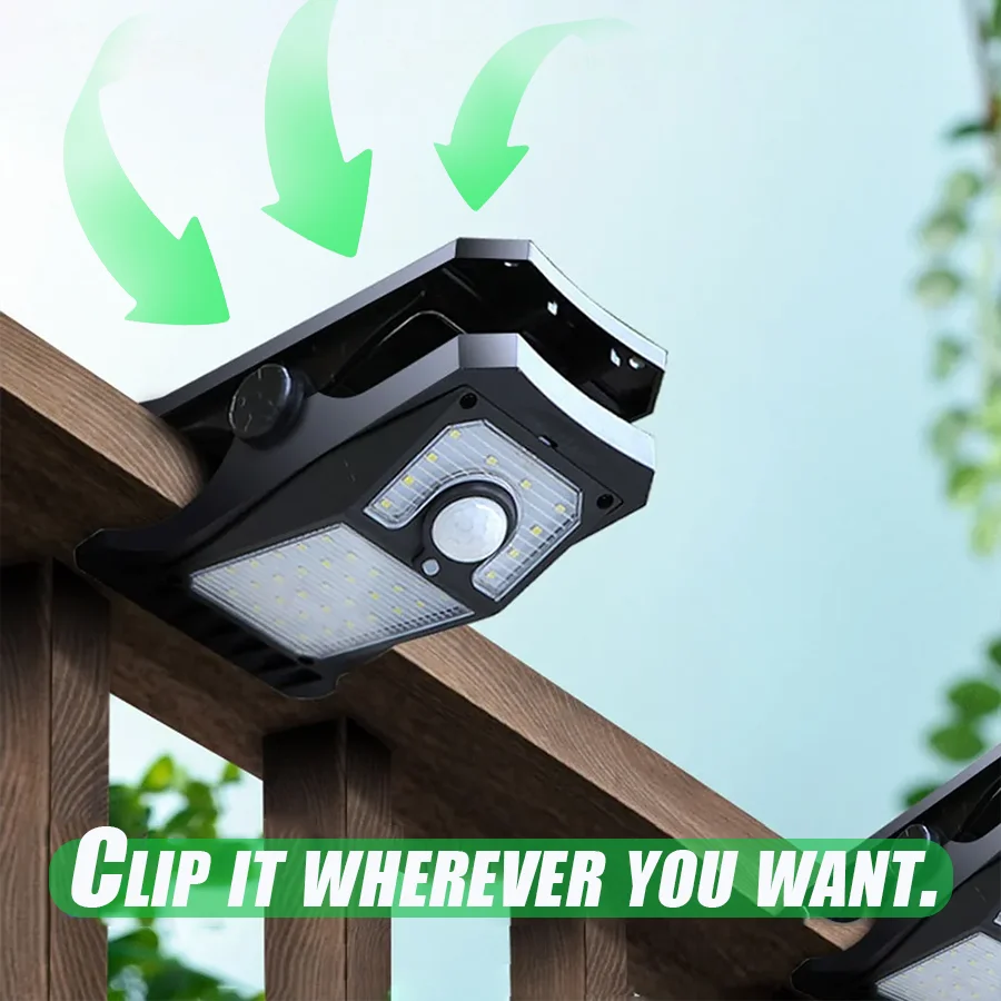 45LED solar outdoor camping clip light, outdoor sensing night light, rainproof USB socket small street light