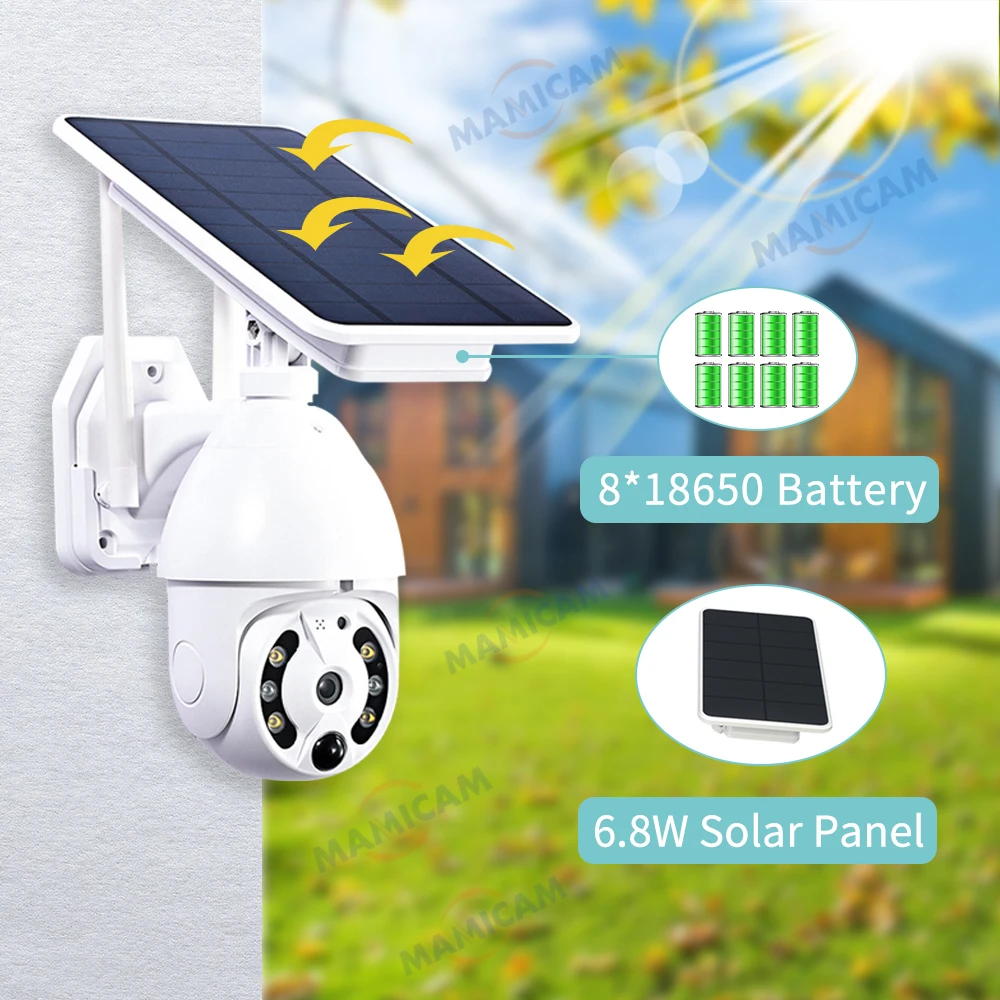 Wifi Solar Camera Outdoor 4MP Draadloze Ptz Beveiliging Ip Camera Met Zonnepaneel Oplaadbare Batterij Pir Menselijke Detectie