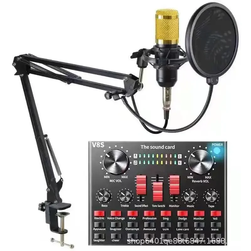 BM800 V8S Sound Card Set Professional Audio Condenser Mic Studio Singing Microphone for Karaoke Podcast Recording Live Streaming