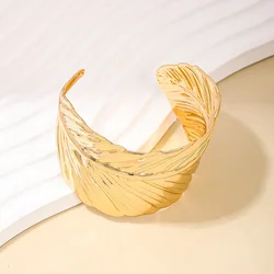 Geometric Bangles Leaf-shaped Open Cuff Metal Bracelet For Women Holiday Party Gift Fashion Jewelry CB039