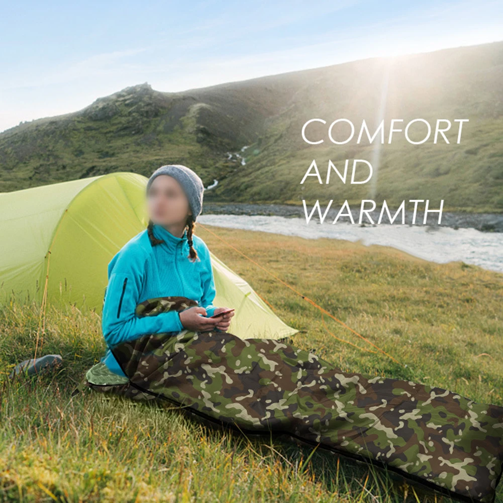 

1pc Camouflage Sleeping Bag 180+30x75cm Envelope Thickening All-Season Cotton Sleeping Bag For Outdoor Kid/Adult Sleeping Parts