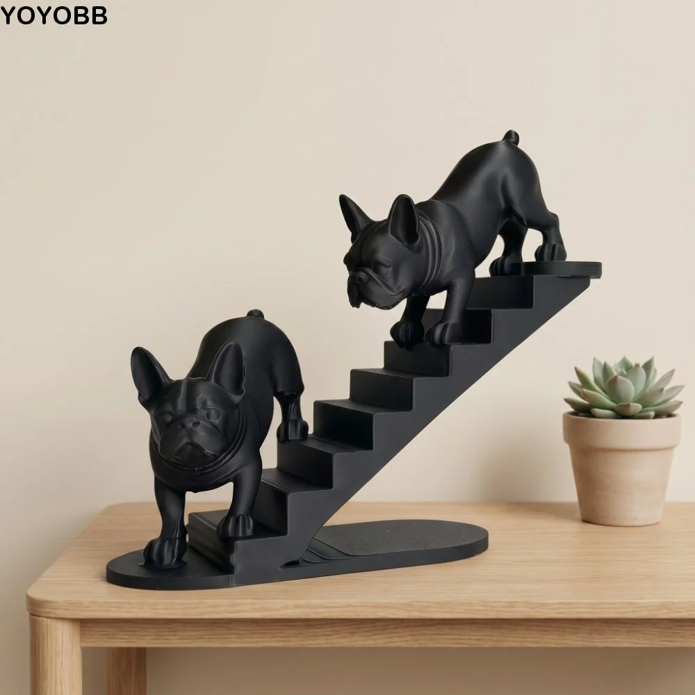 3D Printed French Bulldog Statues Nordic Style Creative Decorative Bulldog Ornaments Funny Desktop Staircase Decorations