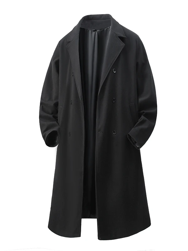 

Мужское шерстяное пальто средней длины в американском стиле, осенне-зимнее, модное, брендовое, с воротником-стойкой, ветровка, свободное, до колен, твидовое пальто