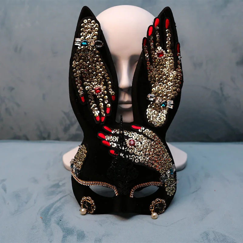 マスク誇張ステージパーティーハロウィン仮面舞踏会マスクウサギの耳バニーミステリーセクシーマスク