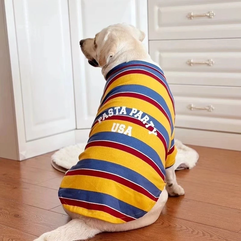 Summer Large Dog T-Shirts Yellow stripes Vest Pet Clothing Girl Medium Big Dog Shirt Boy Dog T Shirt Pet suppliers 20-50kg