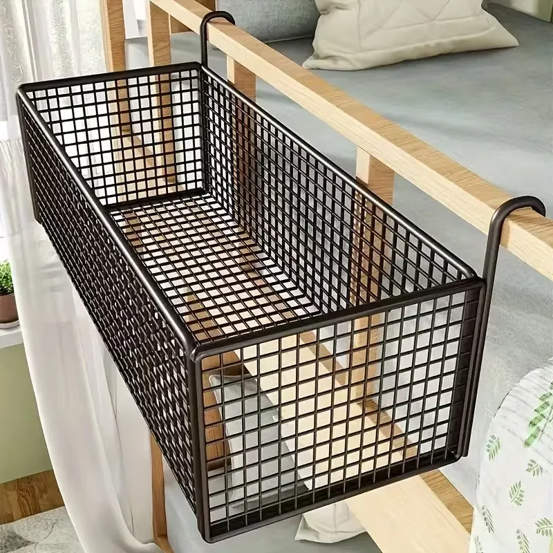 Gusseisen-Türhängkorb, schwarz, gewebter Organizer, stabiler Metallrahmen, platzsparend, für Kleidung, Bettwäsche, Schlafzimmer, Kleiderschrank, perfekt