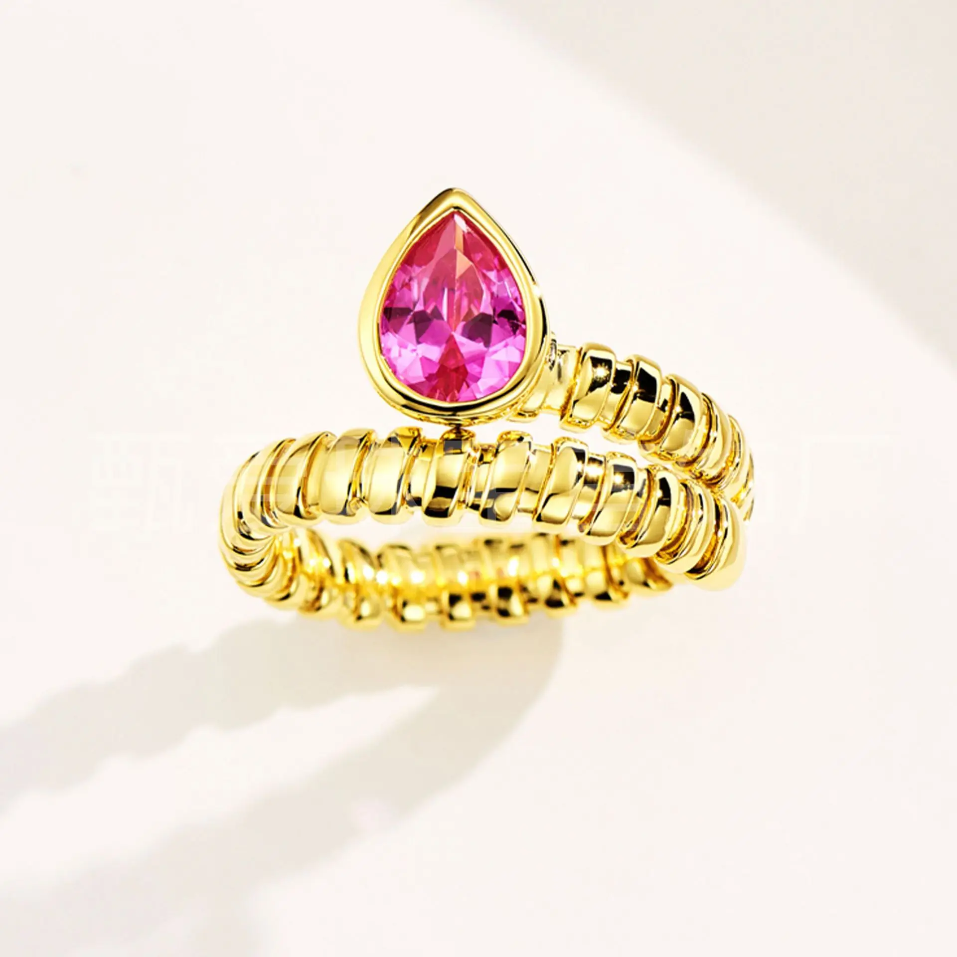 Factory Direct Sales 925 High Sense Fashion Atmosphere Antique Bag With Spring Snake Ring K Yellow Ring Jewelry