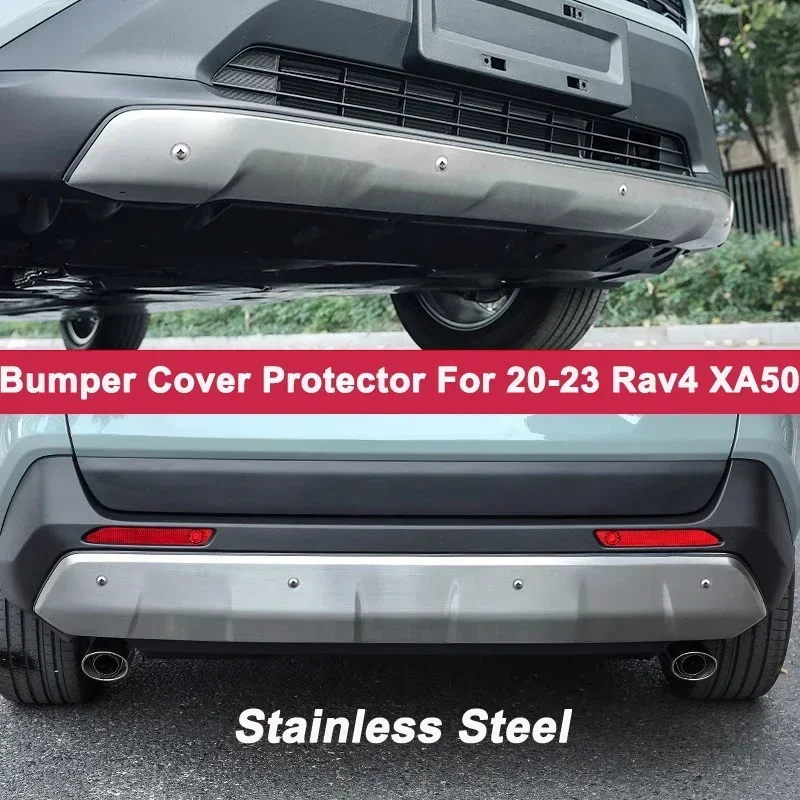 For Toyota 2016 17 18 2019 2020 2021 2022 2023 24 Rav4 Front and Rear Back Bumper Cover Trims Protecror Guard Stainless Steel