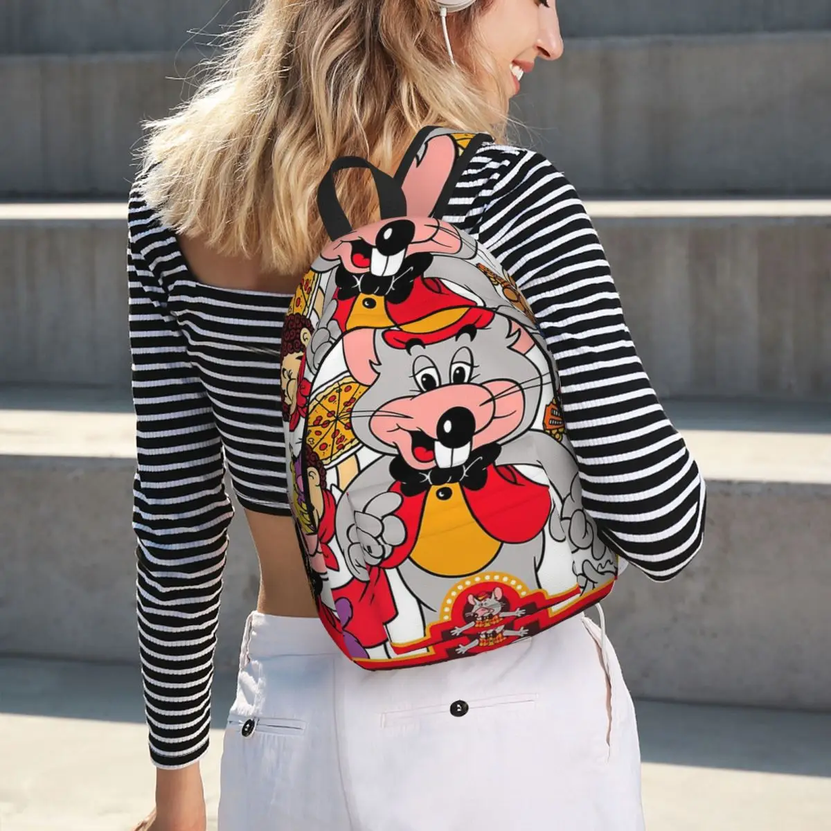 The Rat Chuck E Cheese Backpack Daypack Large Capacity Kids BookBag School Bag Shoulder Bags for Men Women