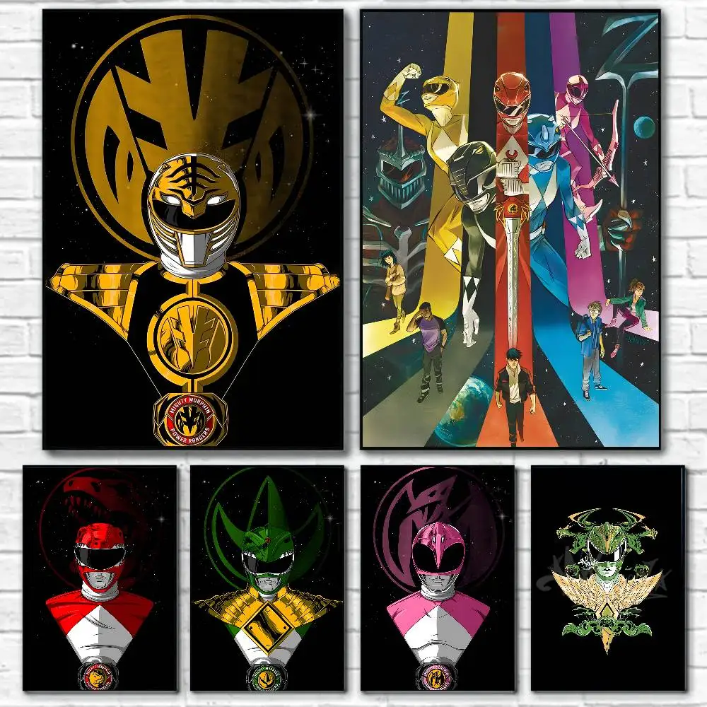 A-أنيمي باور رينجرز المشارك قماش اللوحة المشارك مع يطبع غرفة نوم المنزل غرفة المعيشة الديكور هدية