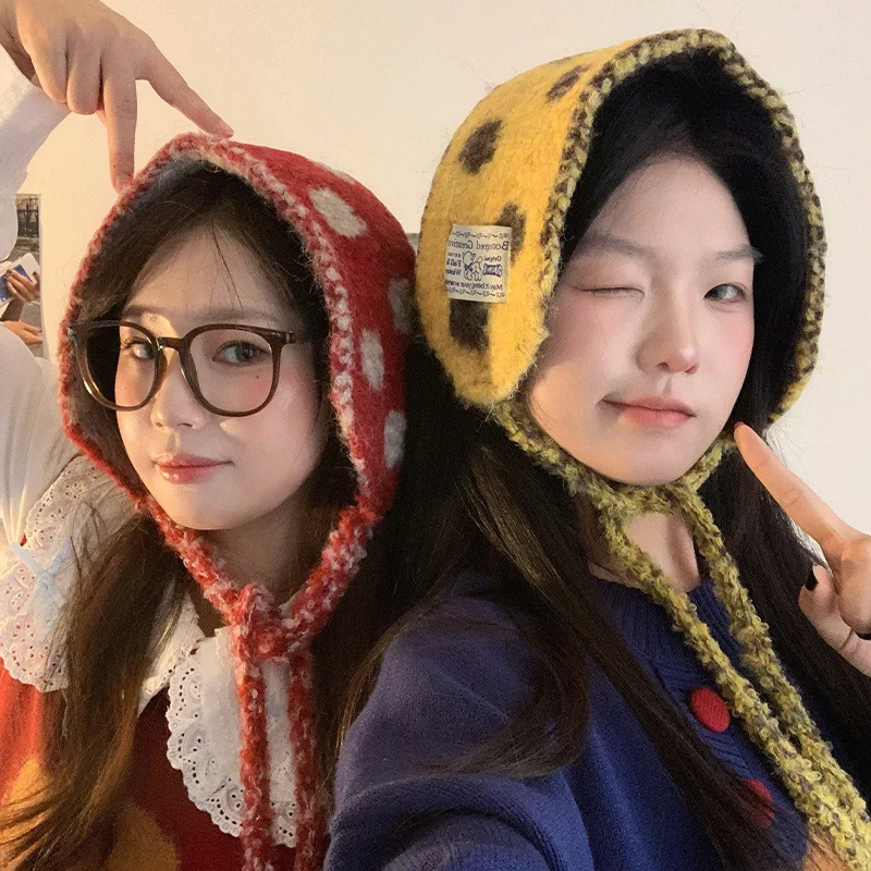 

Шарф в горошек, наушники, шарф, женская зимняя многофункциональная теплая шнуровка, защита ушей, универсальная смесь шерсти