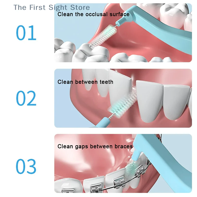 

10Pcs Disposable L Shape Interdental Brushes Detail Brushes Multicolour Toothpick Oral Hygiene Teeth Whitening Travel