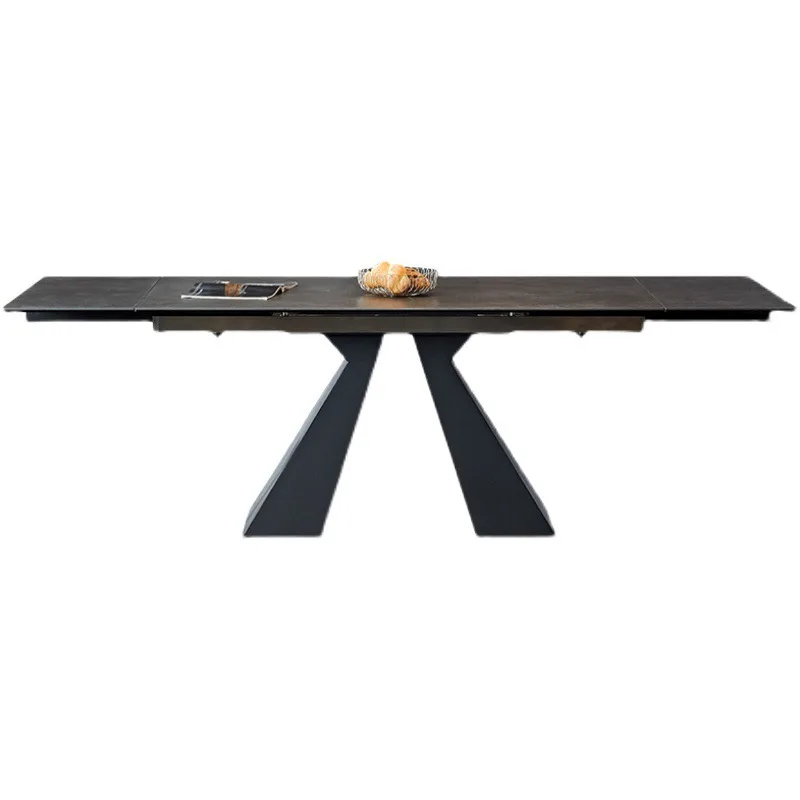 

Italian functional stretch retractable rock slab rectangular dining table stretch folding household small apartment rock slab