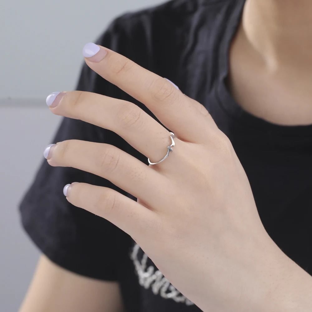 Lucktune Einfache Meereswellen-Ringe für Frauen, Edelstahl, trendige geometrische Ozean-Surf-Fingerringe, Schmuck, Hochzeit, Muttergeschenke – Detail 25