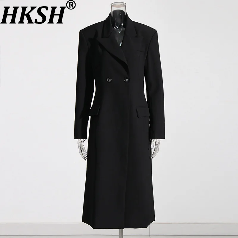 

HKSH Autumn Winter New Women Tide High Street Trench Coat Trendy High-End Waist Slim Chic Blazer Jackets Ins Windbreaker HK10096