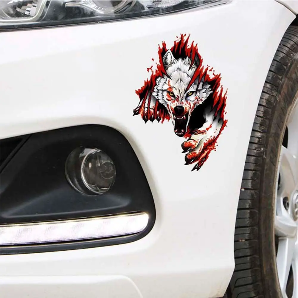 Car Styling Accessories Car Door Self-adhesive Wolf Head Car Sticker Car Body Decoration Motorcycle Decal 3D Realistic Sticker