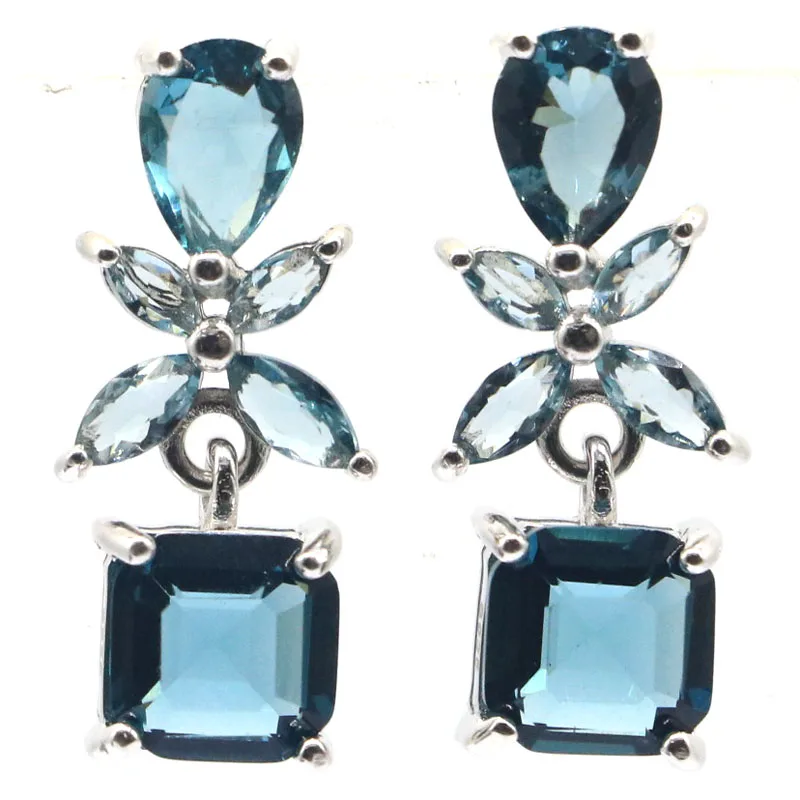 

Buy 4 Get 1 Free 22x10mm Real 925 Solid Sterling Silver Earrings Pink Tourmaline Violet Tanzanite London Blue Topaz Women