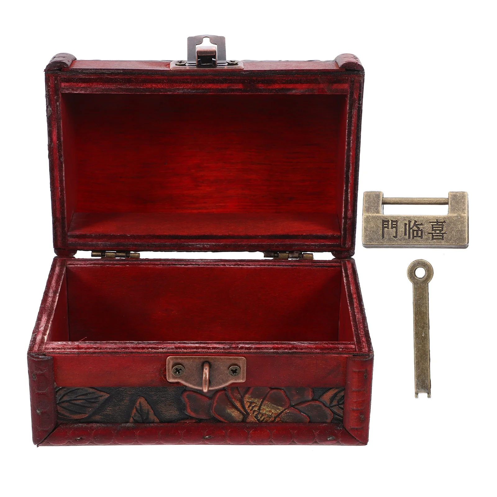 

Vintage Style Wooden Storage Multifunctional Jewelry Organizer Chest Retro Treasure Box Bedroom Keepsake Container Portable