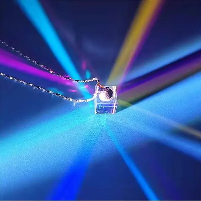 Optical Glass Light Cube Prism Ball Pendant Rainbow Photography Gift Decoration Equipment Instrument